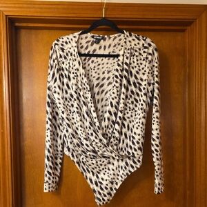 Express Leopard Print Long Sleeve Bodysuit